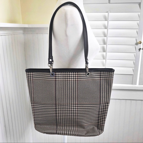Lauren Ralph Lauren Houndstooth Plaid NWOT Tote - Picture 2 of 5